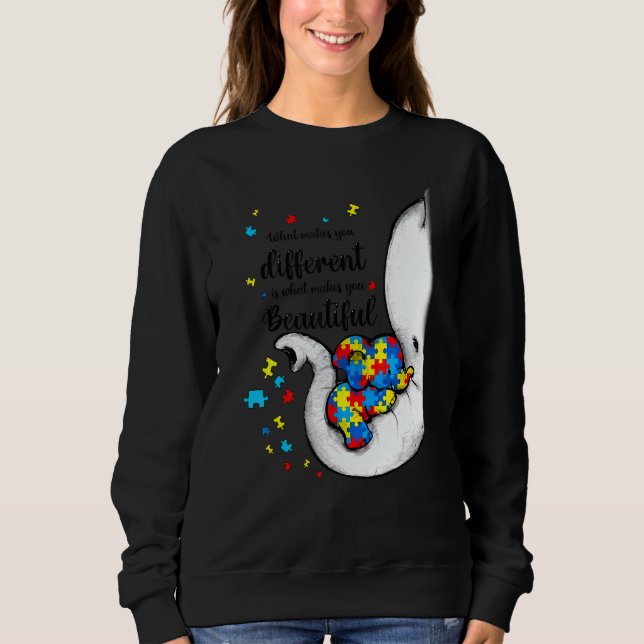 Sudadera What Makes You Different Elephant Mom Autism Child (Anverso)
