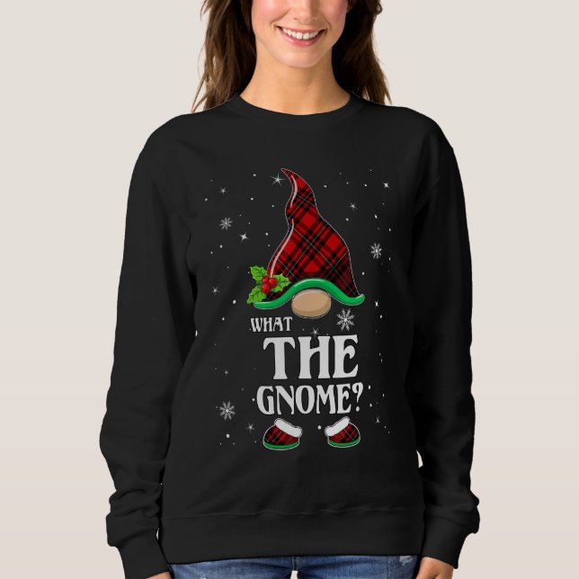 Sudadera What The Gnome Red Plaid Matching Family Christmas (Anverso)