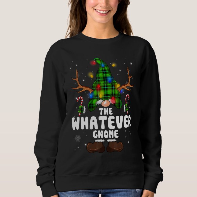 Sudadera Whatever Gnome Reindeer Christmas Lights Pajama Fa (Anverso)