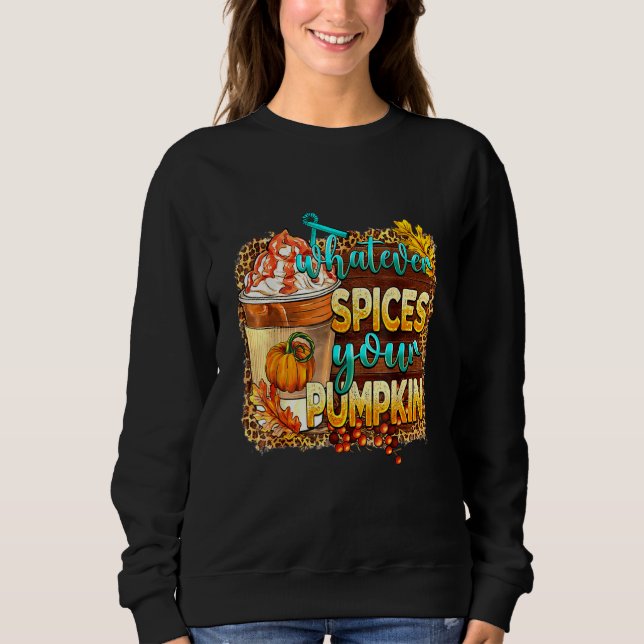 Sudadera Whatever Spices Your Pumpkin Leopard Pumpkin Fall (Anverso)