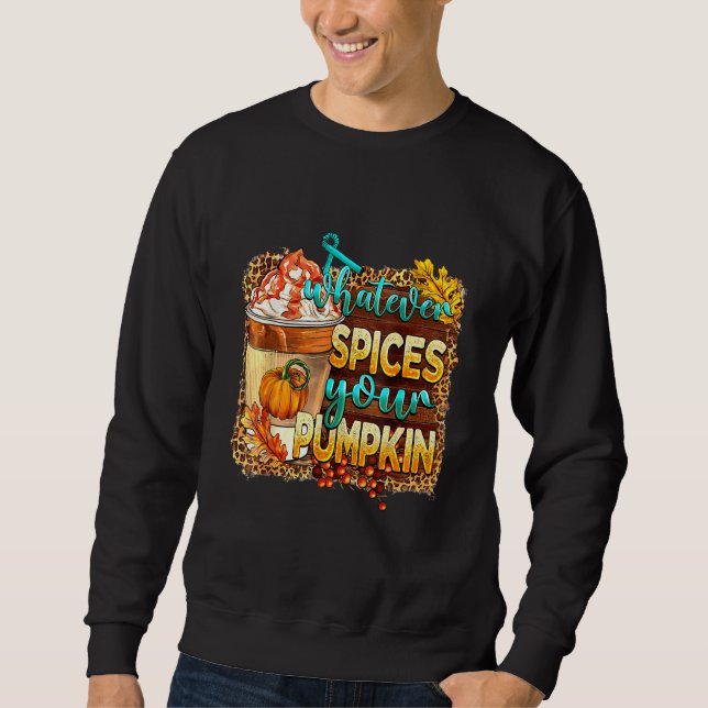 Sudadera Whatever Spices Your Pumpkin Leopard Pumpkin Fall (Anverso)