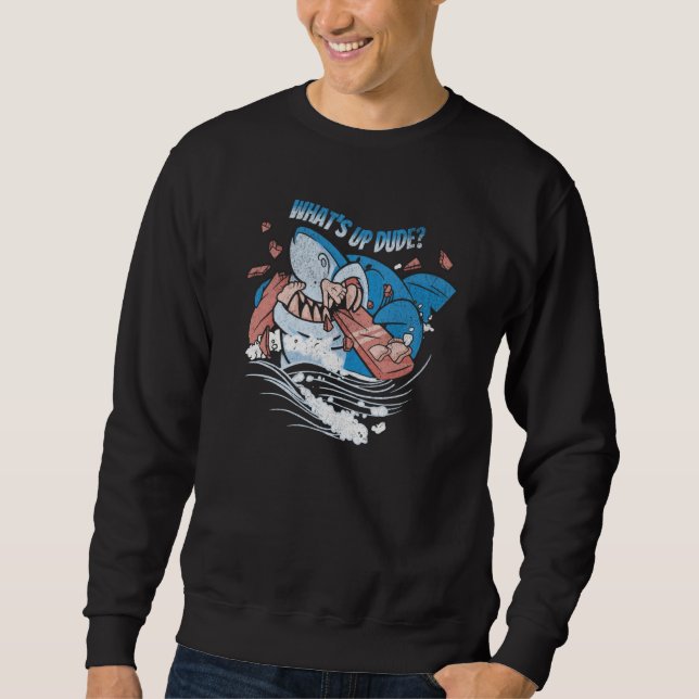 Sudadera Whats Up Dude Shark & Surfer Ocean Sea Retro (Anverso)
