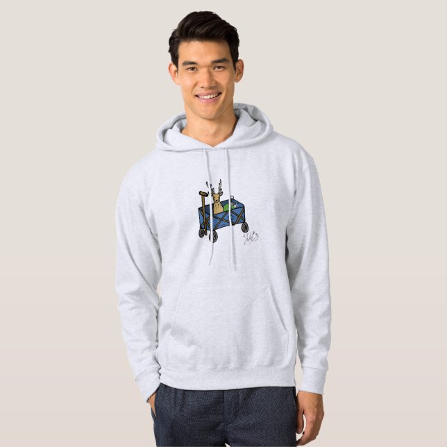 Sudadera Whimsical Deer Camping Hoodie – “Deer in a Wagon”  (Anverso completo)