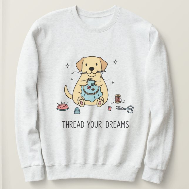 Sudadera Whimsical Dog and Crafting Hobby Lovers Apparel (Anverso del diseño)