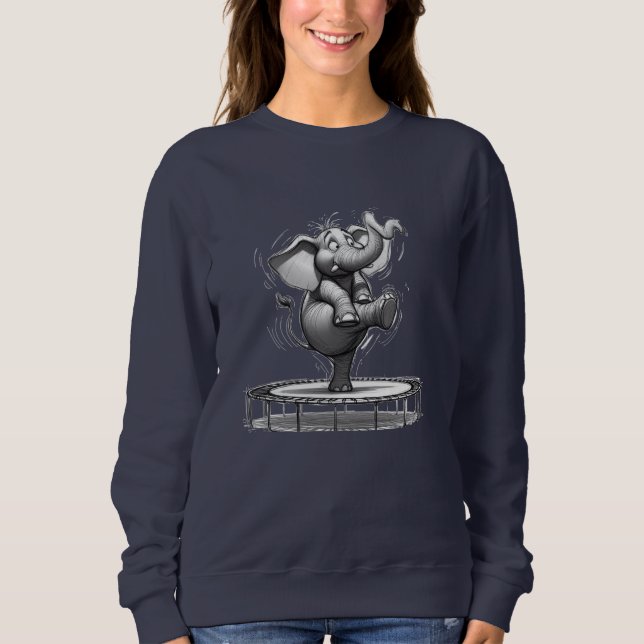 Sudadera Whimsical Elephant on Trampoline – Cute Playful (Anverso)