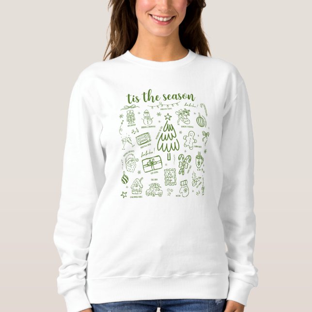 Sudadera Whimsical Hand Drawn Doodle Green (Anverso)