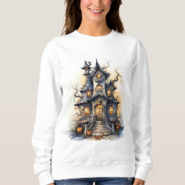 Sudadera Whimsical Haunted House Halloween Illustration