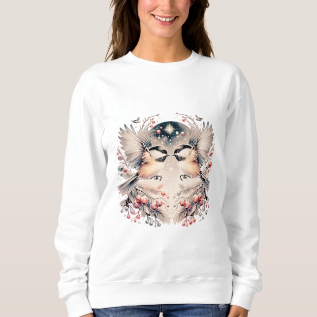 Sudadera Whimsical Winter Chickadees Sweatshirt (Anverso)