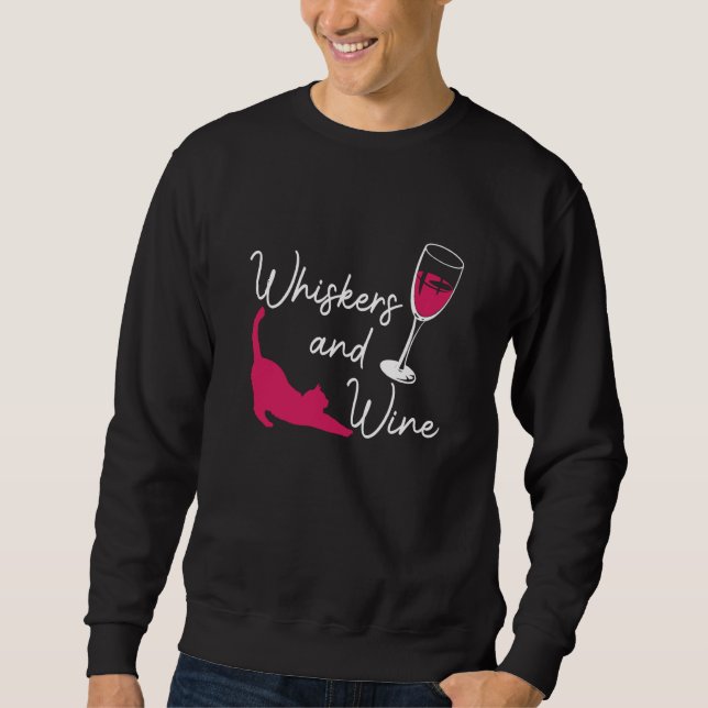 Sudadera Whiskers And Wine Drinking Cat Drinker Sayings Gra (Anverso)