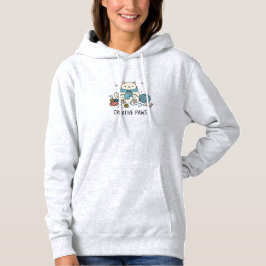Sudadera White Cat Knitting Blue Yarn Cozy Edition Graphic