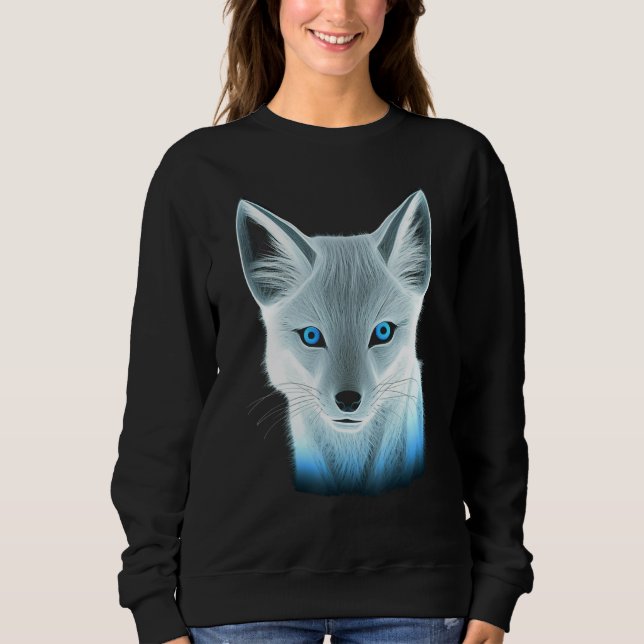 Sudadera White Fox  Blue Eyes Animal Fox (Anverso)