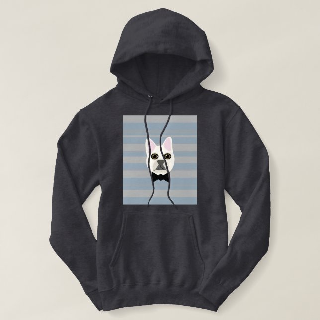 Sudadera White French Bulldog, Stripes (Diseño del anverso)