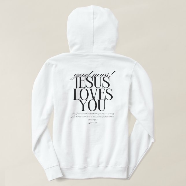 Sudadera White Good News Hoodie (Reverso del diseño)