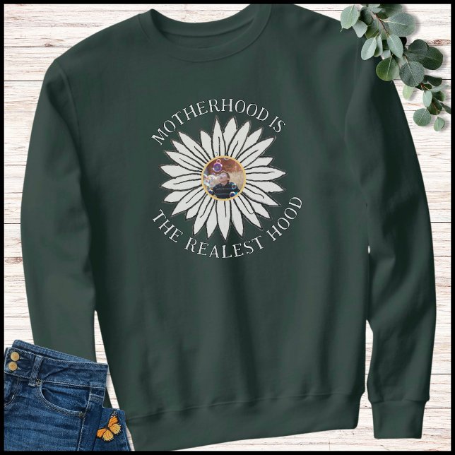 Sudadera White & Green Funny Mom Quote 1 Photo Flower (Subido por el creador)