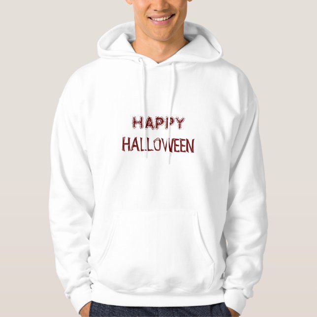Sudadera White Happy Halloween Hoodie se empeñará en los tr (Anverso)