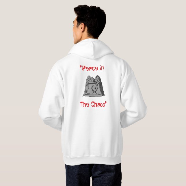 Sudadera White Hoddie Peace in the Chaos (Reverso completo)