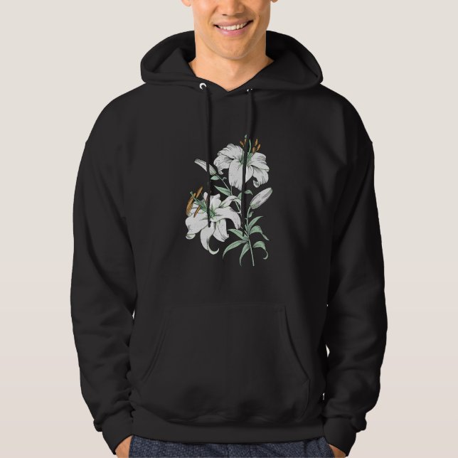 Sudadera White Lily Vintage Retro Flower (Anverso)
