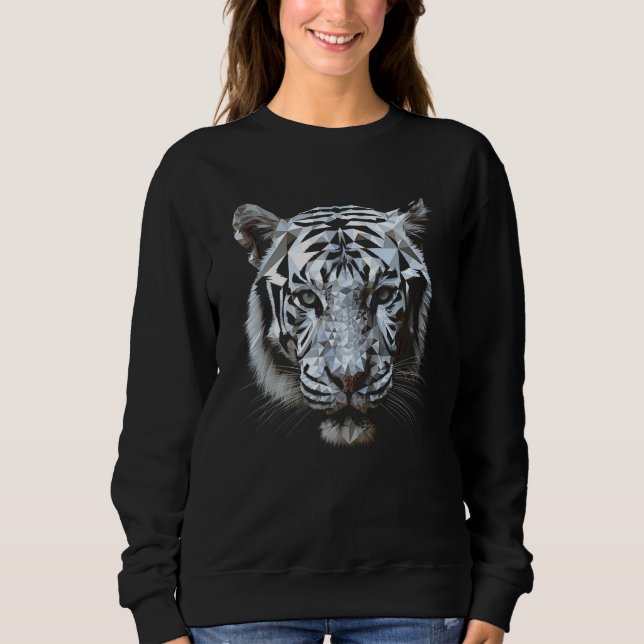 Sudadera White tiger polygon  animal motif tiger (Anverso)