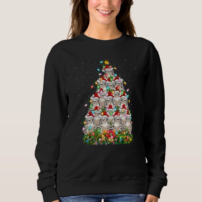 Sudadera White Tiger  Xmas Santa White Tiger Christmas Tree (Anverso)