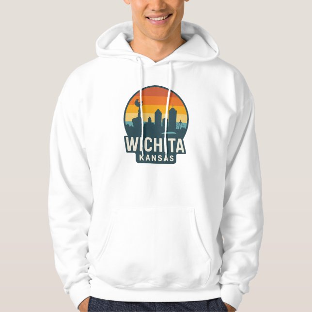 Sudadera Wichita Kansas Skyline Sunset | Ciudad Retro Moder (Anverso)
