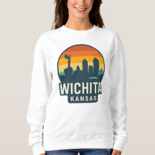 Sudadera Wichita Kansas Skyline Sunset Ciudad Retro Moder