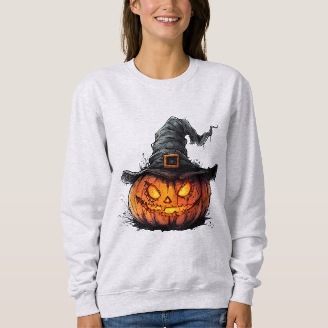 Sudadera Wicked Pumpkin Witch Hat Halloween T-Shirt (Anverso)