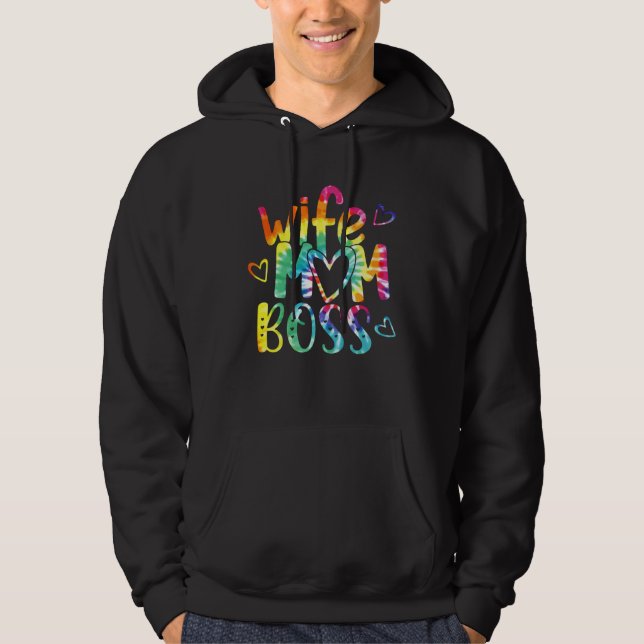 Sudadera Wife Mom Boss Happy Mother s Day Tie Dye Best Mom  (Anverso)