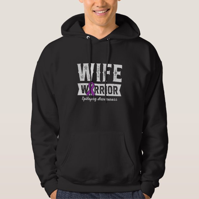 Sudadera Wife of a Warrior Epilepsy Wife Purple Ribbon Supp (Anverso)