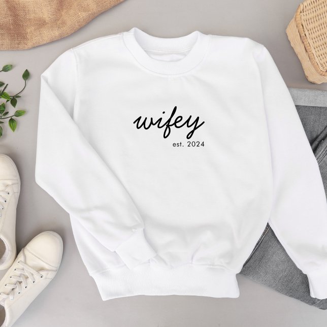 Sudadera Wifey Moderno Guión Minimalista Brida Personalizad (Subido por el creador)