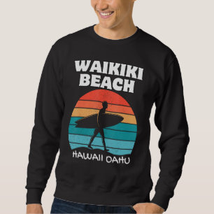 SUDADERA WIKIKI BEACH HAWAII SURF VINTAGE SUNSET SURFING