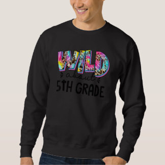 Sudadera Wild About 5th Grade Teacher Back To School Leopar