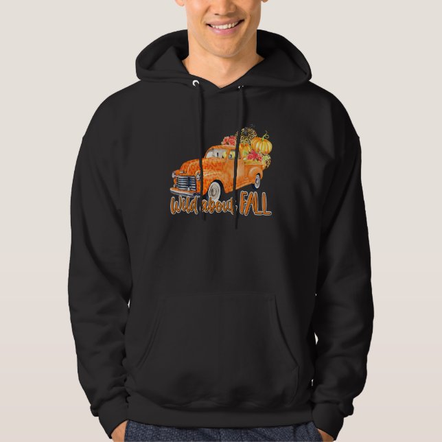Sudadera Wild About Fall Leopard Truck Pumpkins Autumn Than (Anverso)