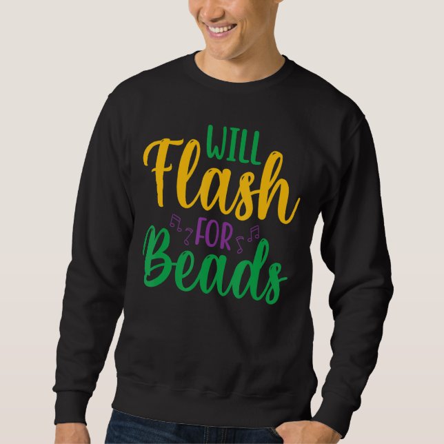 Sudadera Will Flash For Beads Diversión Mardi Gras Fiesta P (Anverso)
