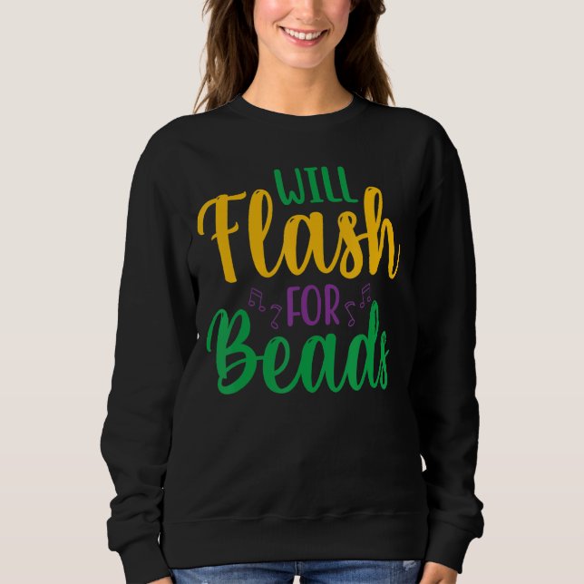 Sudadera Will Flash For Beads Diversión Mardi Gras Fiesta P (Anverso)