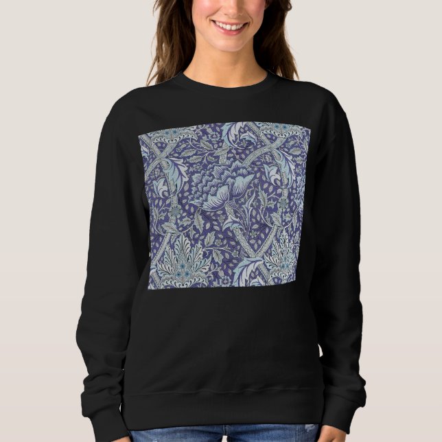 Sudadera William Morris Windrush patrón floral azul (Anverso)