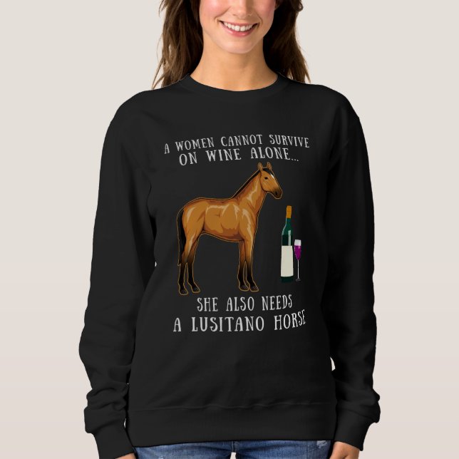 Sudadera Wine Drinking And Lusitano Horse Riding (Anverso)