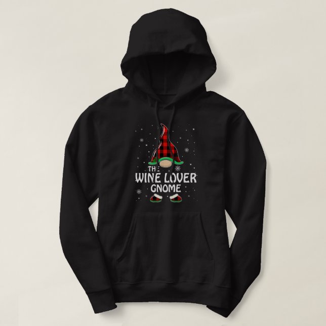 Sudadera Wine Lover Gnome Buffalo Plaid Materia Familia Chr (Diseño del anverso)