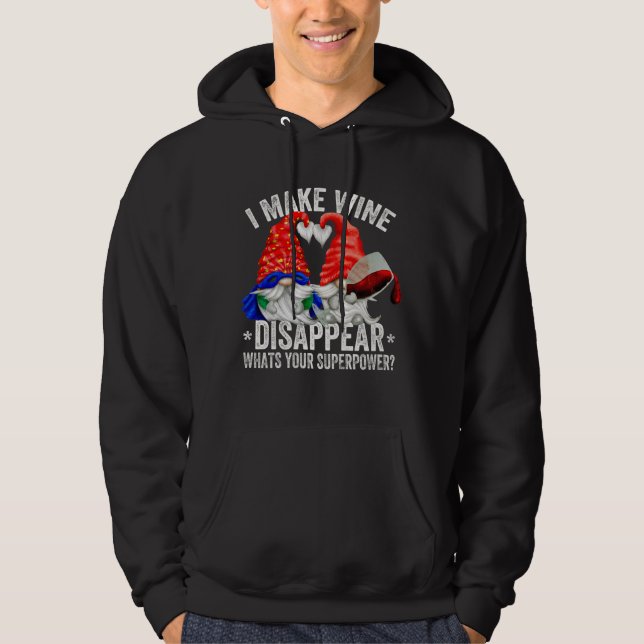Sudadera Wine Lover Gnome Hago Que El Vino Desaparezca Cuál (Anverso)