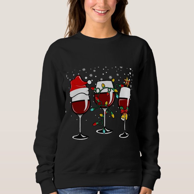 Sudadera Wine Saying Wine Glasses Santa Hat (Anverso)