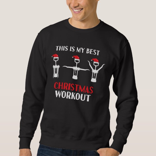 Sudadera Wine Workout Gym Christmas Corkscrew Sparkling Win (Anverso)