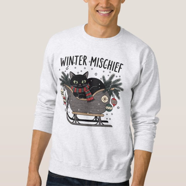 Sudadera Winter Mischief (1) Christmas Cat Illustration (Anverso)