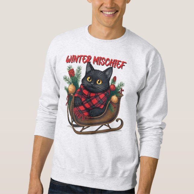 Sudadera Winter Mischief (2) Christmas Cat Illustration (Anverso)