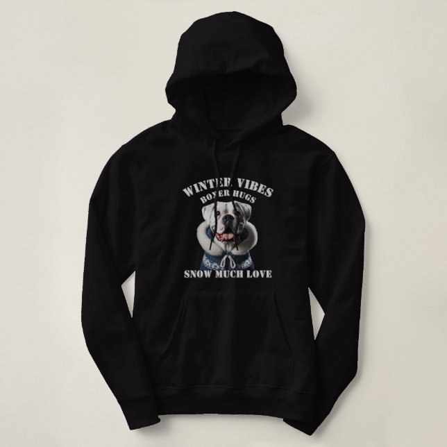 Sudadera Winter Vibes Boxer Abraza Nieve Mucho Amor (Diseño del anverso)