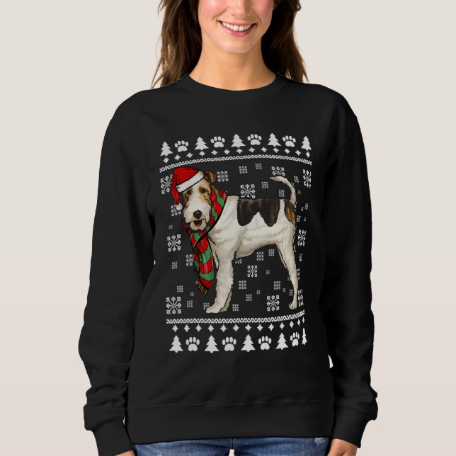 Sudadera Wire Fox Terrier Dog Santa Hat Xmas Navidades feos (Anverso)