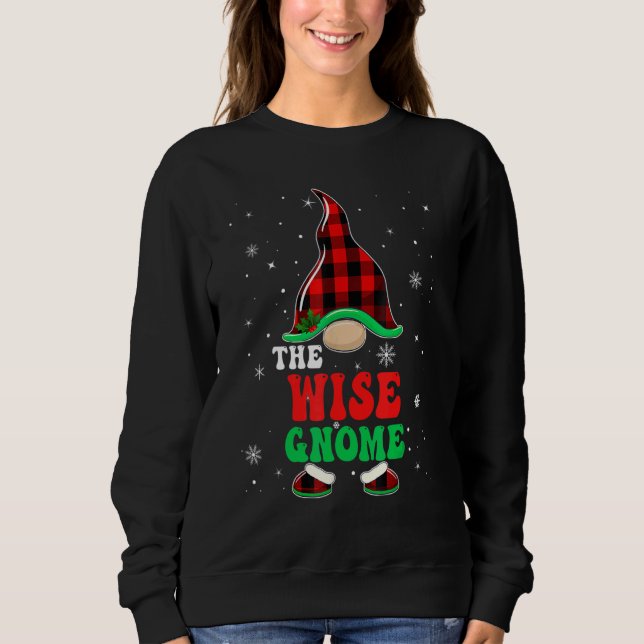 Sudadera Wise Gnome Buffalo Plaid Matching Family Christmas (Anverso)