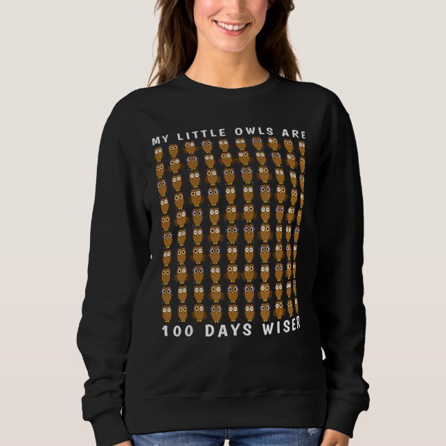 Sudadera Wise Owl Bird 100 Days Of School Shirt Teacher Boy (Anverso)