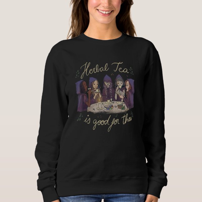Sudadera Witches Drinking Tea. Wiccan Magical Herbal Tea Pa (Anverso)