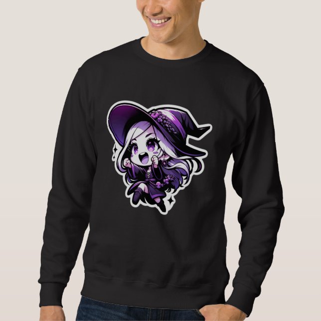 Sudadera Witchy Fun Uwu Chibi Anime Kawaii Otaku Halloween  (Anverso)