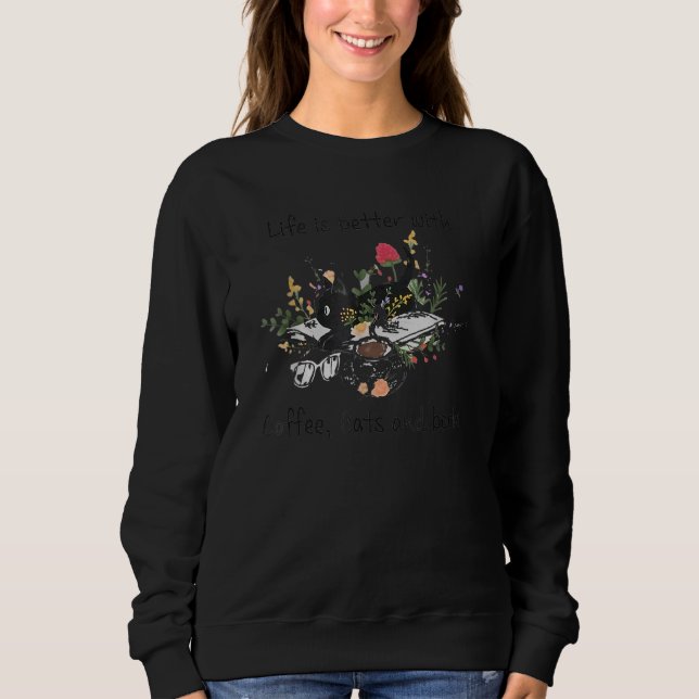 Sudadera With Books Cats And Coffee (Anverso)