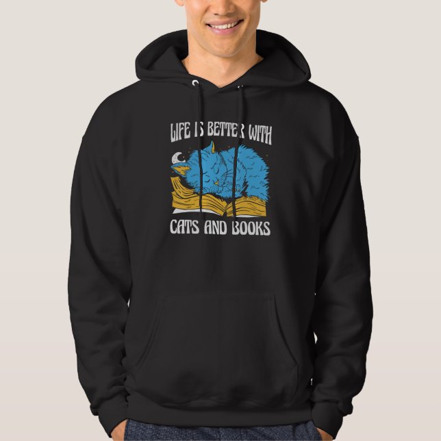 Sudadera With Cats And Books  Cats Books (Anverso)